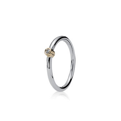 Pandora DIAMOND STUD SILVER & GOLD RING